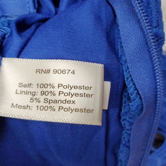 Boston Proper Sheer Mesh Illusion Black Blue Lace Maxi Dress Strapless Size 0 - Picture 9 of 16